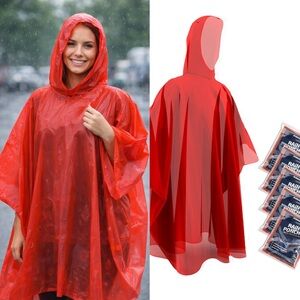 5 Red Rain Poncho Set